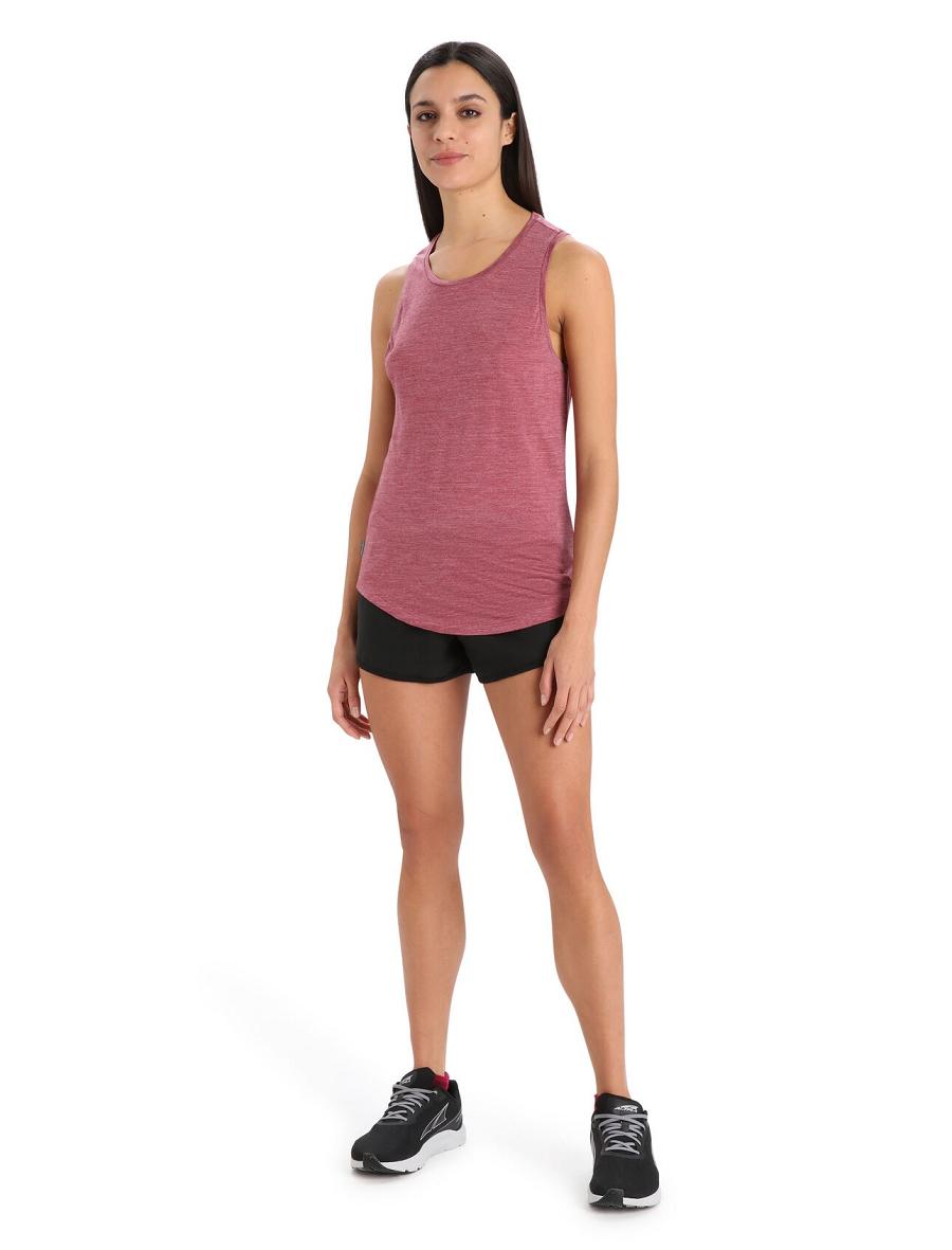 Cherry Heather Women's Icebreaker Merino Sphere II Tank T Shirts | USA 1571TCEV